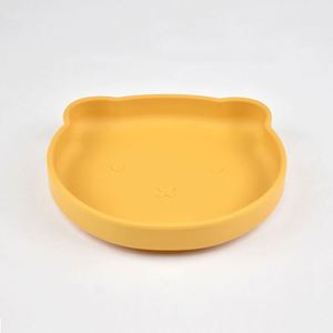 Tapis de table pour bébé sans BPA, en silicone, en forme d'ours, avec forte ventouse, assiette pour repas pour bébé, écologique - Product Image 1