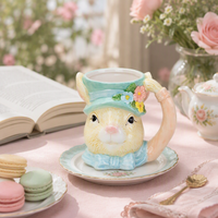 Redeco Kreative Hasenform Keramiktasse 3D Tierdesign Dekoratives Trinkgefäß Osterhase Kaffee Keramikbecher Personalisierte Tasse