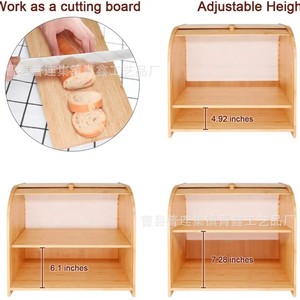 Bread Box Solid Wood With Lid <b>Kitchen</b> Storage For Bread And Pastries Rectangle Shape Qx521 - Product Image 4