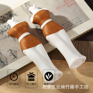 Handmade Porcelain Bamboo Weaving Vase Plum Blossom Tea Room Ornament Guizhou Craft Decorative Vase - Product Image 1