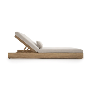 Lettino prendisole pieghevole da esterno in legno di teak impermeabile e sedia a sdraio per hotel e cortili con cuscini resistenti ai raggi UV - Product Image 4