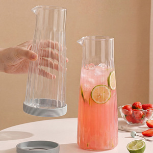 <span class=keywords><strong>Carafe</strong></span> à boisson en verre transparent de 1,2 L avec bec verseur en V pour jus, thé glacé, lait, sans couvercle, pour réfrigérateur - Product Image 1