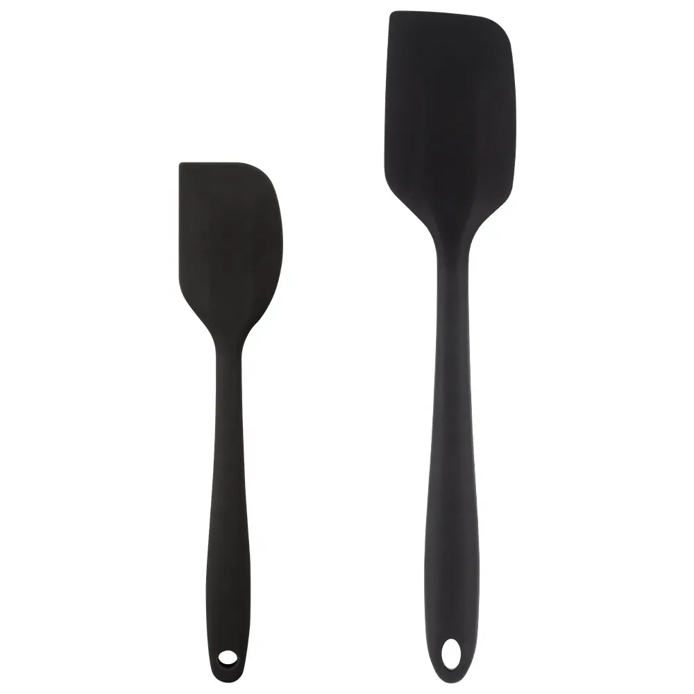 Spatule de cuisine en caoutchouc résistant à la chaleur avec logo personnalisé 2 pièces ensemble de spatules en silicone antiadhésif sans BPA pour la cuisson