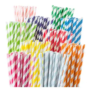 25pcs por pacote eco friendly Chá Smoothie Cocktail Party colorido Custom Print Biodegradável Descartável Beber Papel Palha