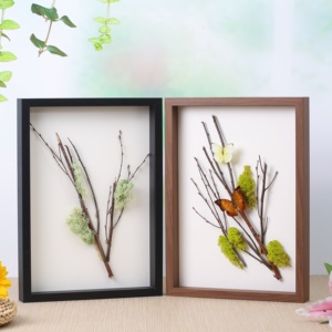 Hot Bán Bán Buôn Tùy Chỉnh A4 Walnut Gỗ Bướm Mẫu Vật 3d Nghệ Thuật Sâu Bóng Hộp Ảnh Khung - Product Image 3