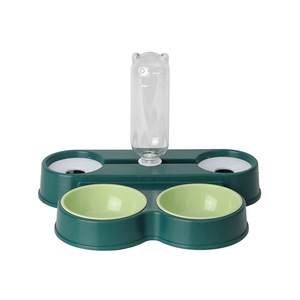 Distributeur d'aliments pour animaux de compagnie 4-en-1 : gamelle pour chat et chien avec réservoir, anti-renversement, antidérapant, facile à nettoyer, design grenouille mignon - Product Image 1