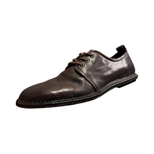 Qhccid Chaussures Derby en cuir marron pour hommes, talon bas, chaussures habillées décontractées pour le bureau, à lacets avant, couleur unie, style jeune - Product Image 2