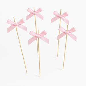 Piques à gâteau en tissu avec nœud, 20 pièces, piques à fruits jetables en bambou pour la décoration de desserts et de fêtes - Product Image 2