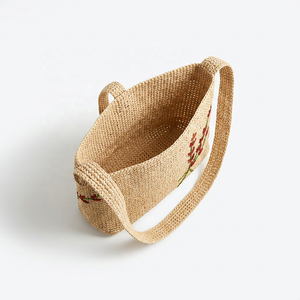 Sac à bandoulière en raphia pour femme au motif géométrique, fait main, style bohème, deux sangles, ouverture supérieure, pour l'été et usage quotidien - Product Image 4