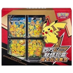 Boîte de collection de cartes à collectionner <span class=keywords><strong>Pokémon</strong></span> TCG <span class=keywords><strong>Pikachu</strong></span> V-Union sous licence officielle chinoise, boîte de booster, jeu de cartes à collectionner, ensemble complet scellé - Product Image 1