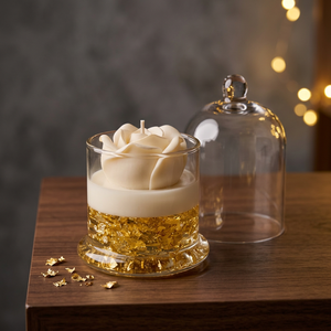Bougie en cire de soja blanche de luxe sous cloche en verre, décoration intérieure, cadeau d'entreprise pour Thanksgiving et Noël - Product Image 3