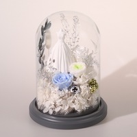 Cadeaux originaux, Cadeau de demande en mariage, Cadeau pour événements, Modèle de robe, Fleur stabilisée faite à la main sous cloche en verre, Noël, Femme, Petite amie, Saint-Valentin