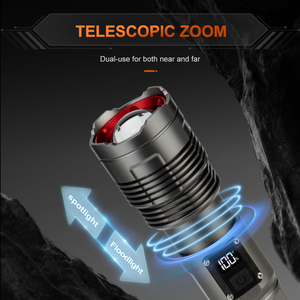 Linterna Táctica LED WOSEN con Pantalla Inteligente, Luz Potente, Resistente al Agua IP66, Recargable, Más de 1000 Lúmenes, Haz de Luz Ajustable - Product Image 4