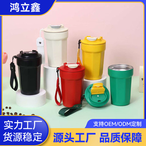 Stainless Steel Octagonal Coffee <b>Mug</b> 316 Vacuum <b>Insulated</b> Portable Cup With Carrying Strap For Travel And Home Use - Product Image 5