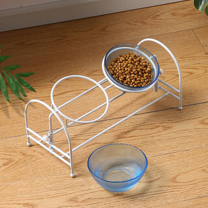 Adjustable Height Double Glass Cat Bowl With Elevated Stand For Cats Food And Water Feeding - Product Image 4