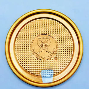 <span class=keywords><strong>Couvercle</strong></span> jetable en aluminium doré exclusif pour canettes de papier avec logo personnalisable et de qualité alimentaire - Product Image 1