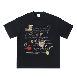 Camiseta de Verano para Hombre, Estilo Hip <span class=keywords><strong>Hop</strong></span> Urbano, Cuello Redondo, Manga Corta, Corte Holgado, 280 Gramos, Diseño Creativo y Divertido con Dibujos Animados - Product Image 4