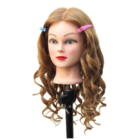 Tête de mannequin en cheveux humains réels pour la formation en coiffure - Modèle d'entraînement pour la coupe, la permanente, la teinture et le coiffage pour salon et école de beauté