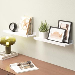 Floating Shelves <b>Wall</b> Mounted Set Of 2 Modern White For Room <b>Display</b> - Product Image 4