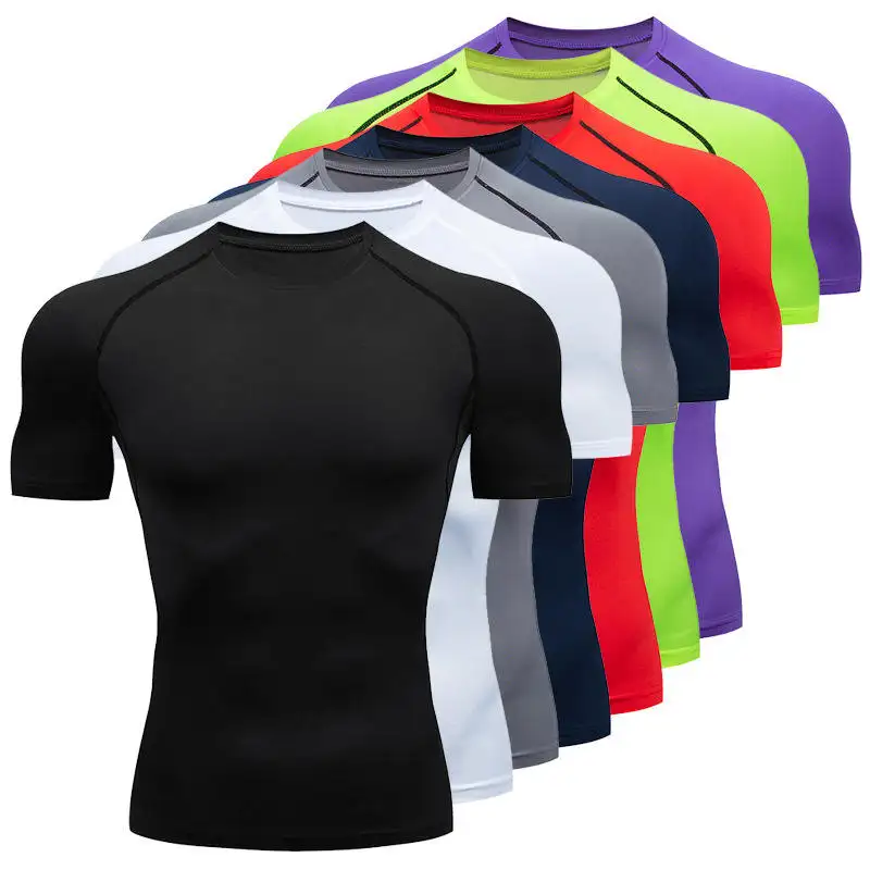 T-shirt à manches courtes Quick Dry Under Base Layer Compression Sports Tops pour hommes