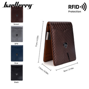 Baellerry Men's Card Holder Carbon Fiber <b>RFID</b> Protection Thin <b>Wallet</b> For Credit Cards Everyday Use - Product Image 3