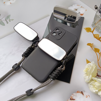 Clip arrière de téléphone portable à lentille noire avec clip télescopique et corde de suspension support d'accessoires PC bricolage