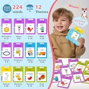 Cartes flash parlantes espagnol-anglais en peluche pour tout-petits, jouets <span class=keywords><strong>Montessori</strong></span> d'apprentissage <span class=keywords><strong>bilingue</strong></span>, 224 mots fréquents, thérapie orthophonique pour enfants - Product Image 3