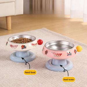 Bol pour chat en acier inoxydable avec ventouse, antidérapant, anti-renversement, protection du cou pour petits animaux – Offre spéciale - Product Image 1