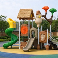 Structure de jeu extérieure pour maternelle avec toboggan, cadre en acier galvanisé 7,0 x 5,0 x 4,8 m, pour parc préscolaire