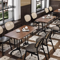 Amerikanischer Retro-Kaffeehausstil Massivholz Tisch- und Stuhl-Kombination Restaurantstühle für Gewerbliche Nutzung