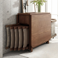 Petite table à manger moderne multifonctionnelle en bois massif, design télescopique pliable et extensible, rangement pratique, livraison gratuite