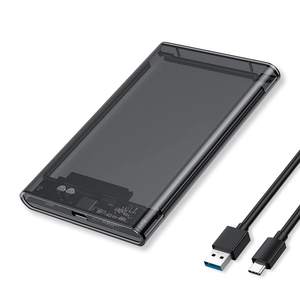 Sarung keras HDD SSD USB C 2.5 inci, sarung Hard Drive eksternal Tipe C ke SATA dengan 2 kabel USB 3.1 kecepatan tinggi 5Gbps - Product Image 1