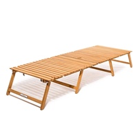 Table de pique-nique pliante en teck, portable, pliable, basse, pour le jardin, la cour, la pelouse, la plage, le parc, les fêtes