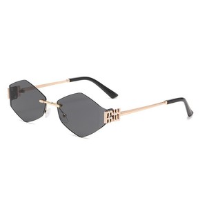 Rimless Diamond <b>Sunglasses</b> <b>Gradient</b> Lens UV400 Women Y2K Style Sun Protection Adult Fashion - Product Image 4