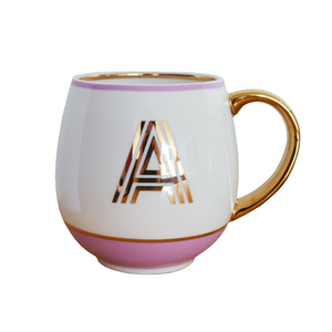 Tazza da Caffè in Ceramica <span class=keywords><strong>con</strong></span> Lettere Dorate all'Ingrosso, <span class=keywords><strong>Tazze</strong></span> Latte in Ceramica a Forma di Pancetta, Tazza Personalizzata <span class=keywords><strong>con</strong></span> Iniziali e Manico Dorato - Product Image 4