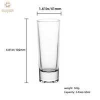 Verre à shot haut de 2 oz pour whisky, tequila, vodka