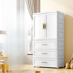 의류 막대가있는 맞춤형 현대 어린이 옷장 <span class=keywords><strong>3</strong></span> 서랍 가정용 가구 침실 사용을위한 어린이를위한 나무 문 - Product Image 2