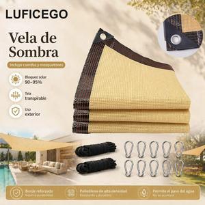 LUFICEGO Tenda Parasole Triangolare in HDPE Tessuto Stabilizzato ai Raggi UV per Esterni con Bordi Rinforzati e Set di Corde - Product Image 1