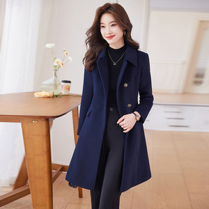 Otoño/Invierno <span class=keywords><strong>Abrigo</strong></span> clásico <span class=keywords><strong>de</strong></span> lana con doble botonadura <span class=keywords><strong>Abrigo</strong></span> largo <span class=keywords><strong>de</strong></span> lana para mujer - Product Image 4