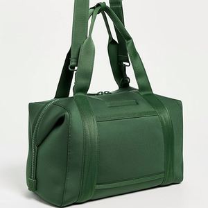 Custom Large Neoprene Carryall Duffle Bag Dark Green Zip Portable Hand Travel Weekender Foldable Sport Casual Style Men Women - Product Image 5