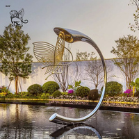 BLVE décoration de jardin extérieur Style moderne métal Art miroir poli circulaire en acier inoxydable fontaine Sculpture