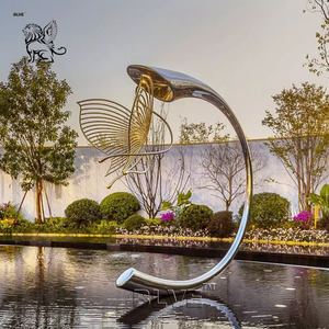 BLVE decorazione da giardino per esterni in stile moderno in metallo <span class=keywords><strong>arte</strong></span> specchio lucido circolare in acciaio inox <span class=keywords><strong>fontana</strong></span> scultura - Product Image 4