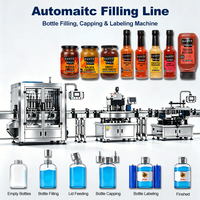 Ligne de remplissage et d'emballage automatique de liquides visqueux 1000BPH pour pots de miel, beurre de cacahuète, pâte de tomate, machine de remplissage et de bouchage de bouteilles