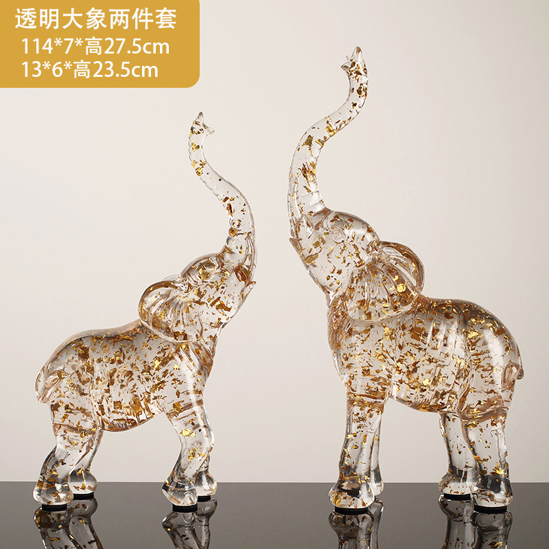Ornement double éléphant transparent