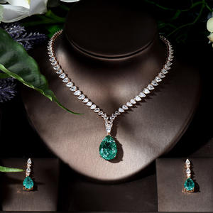 HIBRIDE Luxus glänzende Wasser tropfen Zirkonia Halskette Ohrring Set für Frauen Hochwertige Mode Party Hochzeit Schmuck N-1019 - Product Image 2