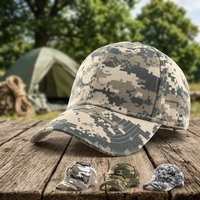 Gorra de béisbol de camuflaje digital de 6 paneles con logotipo personalizado al por mayor, de algodón estructurado con hebilla metálica, táctica para exteriores, marcas de equipo, a granel