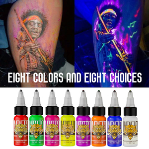 Bán buôn dmtattoo 8 màu huỳnh quang UV mực sắc tố 15ml phát quang Tattoo Nguồn cung cấp với hiệu ứng huỳnh quang cho tác phẩm nghệ thuật - Product Image 2