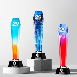 Crystalown hadiah olahraga kustom bintang warna-warni piala logam kristal kaca penghargaan 1 2nd 3rd MVP pemenang plak gembok hadiah - Product Image 6