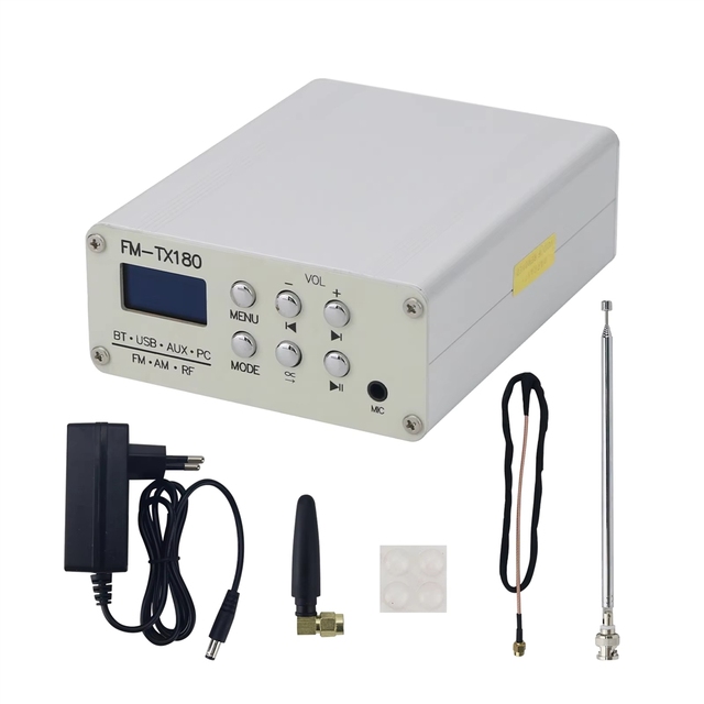 GGDX Hot Seller FM-TX180 76MHz-108MHz BT Stereo FM Radio Transmitter with 0.96-inch OLED Screen AM Shortwave Signal