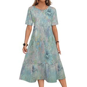 Vestido Holgado Polinesio Puletasi, Diseño con Estampado Tapa, Estilo Samoano, Largo hasta el Suelo, para Mujer, Ideal para Fiestas de Graduación - Product Image 2